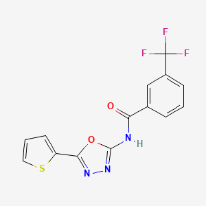 molecular formula C14H8F3N3O2S B2687522 N-[5-(thiophen-2-yl)-1,3,4-oxadiazol-2-yl]-3-(trifluoromethyl)benzamide CAS No. 865287-80-5