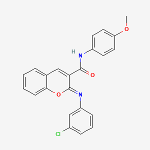 molecular formula C23H17ClN2O3 B2687542 (2Z)-2-[(3-chlorophenyl)imino]-N-(4-methoxyphenyl)-2H-chromene-3-carboxamide CAS No. 1327194-88-6