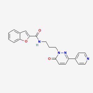 molecular formula C21H18N4O3 B2687543 N-(3-(6-oxo-3-(pyridin-4-yl)pyridazin-1(6H)-yl)propyl)benzofuran-2-carboxamide CAS No. 1207046-40-9
