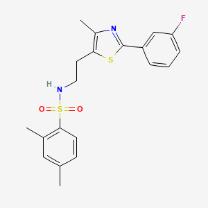 molecular formula C20H21FN2O2S2 B2687547 N-{2-[2-(3-fluorophenyl)-4-methyl-1,3-thiazol-5-yl]ethyl}-2,4-dimethylbenzene-1-sulfonamide CAS No. 923186-93-0