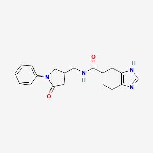 molecular formula C19H22N4O2 B2687563 N-((5-oxo-1-phenylpyrrolidin-3-yl)methyl)-4,5,6,7-tetrahydro-1H-benzo[d]imidazole-5-carboxamide CAS No. 2034441-16-0