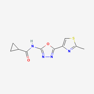 molecular formula C10H10N4O2S B2687576 N-[5-(2-methyl-1,3-thiazol-4-yl)-1,3,4-oxadiazol-2-yl]cyclopropanecarboxamide CAS No. 1286712-23-9