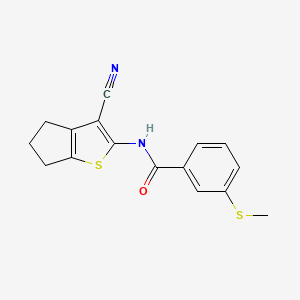 molecular formula C16H14N2OS2 B2687597 N-(3-cyano-5,6-dihydro-4H-cyclopenta[b]thiophen-2-yl)-3-(methylthio)benzamide CAS No. 896357-94-1