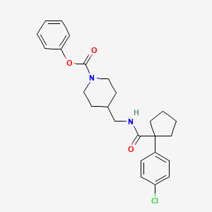 molecular formula C25H29ClN2O3 B2687611 Phenyl 4-((1-(4-chlorophenyl)cyclopentanecarboxamido)methyl)piperidine-1-carboxylate CAS No. 1324548-74-4