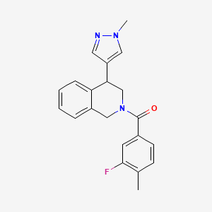 molecular formula C21H20FN3O B2687620 2-(3-fluoro-4-methylbenzoyl)-4-(1-methyl-1H-pyrazol-4-yl)-1,2,3,4-tetrahydroisoquinoline CAS No. 2210139-83-4