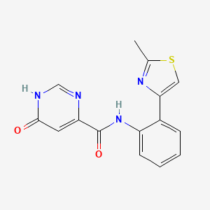molecular formula C15H12N4O2S B2687624 6-hydroxy-N-(2-(2-methylthiazol-4-yl)phenyl)pyrimidine-4-carboxamide CAS No. 1797181-88-4