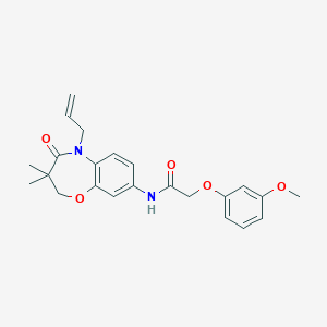 molecular formula C23H26N2O5 B2687638 N-(5-allyl-3,3-dimethyl-4-oxo-2,3,4,5-tetrahydrobenzo[b][1,4]oxazepin-8-yl)-2-(3-methoxyphenoxy)acetamide CAS No. 921794-73-2