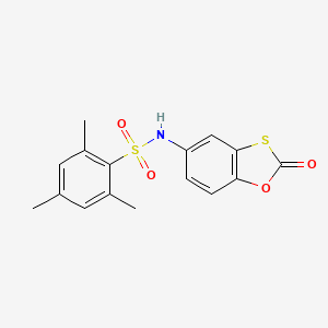 molecular formula C16H15NO4S2 B2687658 2,4,6-trimethyl-N-(2-oxo-2H-1,3-benzoxathiol-5-yl)benzene-1-sulfonamide CAS No. 494827-10-0