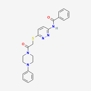 molecular formula C23H23N5O2S B2687670 N-(6-((2-oxo-2-(4-phenylpiperazin-1-yl)ethyl)thio)pyridazin-3-yl)benzamide CAS No. 1021055-66-2
