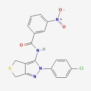 molecular formula C18H13ClN4O3S B2687675 N-[2-(4-chlorophenyl)-2H,4H,6H-thieno[3,4-c]pyrazol-3-yl]-3-nitrobenzamide CAS No. 392253-63-3