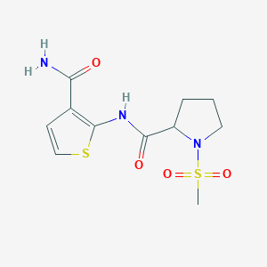 molecular formula C11H15N3O4S2 B2687676 N-(3-carbamoylthiophen-2-yl)-1-(methylsulfonyl)pyrrolidine-2-carboxamide CAS No. 1236257-22-9