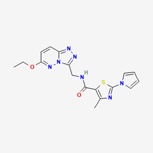 molecular formula C17H17N7O2S B2687683 N-((6-ethoxy-[1,2,4]triazolo[4,3-b]pyridazin-3-yl)methyl)-4-methyl-2-(1H-pyrrol-1-yl)thiazole-5-carboxamide CAS No. 2034372-04-6