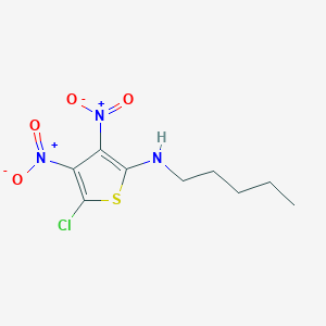 molecular formula C9H12ClN3O4S B2687763 5-chloro-3,4-dinitro-N-pentylthiophen-2-amine CAS No. 680212-28-6