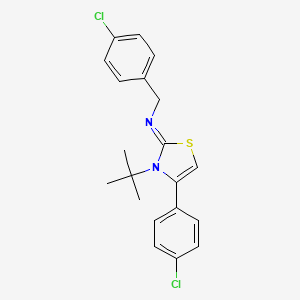 molecular formula C20H20Cl2N2S B2687764 N-[3-(tert-butyl)-4-(4-chlorophenyl)-1,3-thiazol-2(3H)-yliden](4-chlorophenyl)methanamine CAS No. 866010-07-3