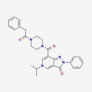 molecular formula C28H29N5O3 B2687783 2-phenyl-7-[4-(2-phenylacetyl)piperazine-1-carbonyl]-5-(propan-2-yl)-2H,3H,5H-pyrazolo[4,3-c]pyridin-3-one CAS No. 1040647-77-5