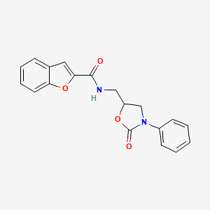 molecular formula C19H16N2O4 B2687813 N-[(2-oxo-3-phenyl-1,3-oxazolidin-5-yl)methyl]-1-benzofuran-2-carboxamide CAS No. 954721-95-0