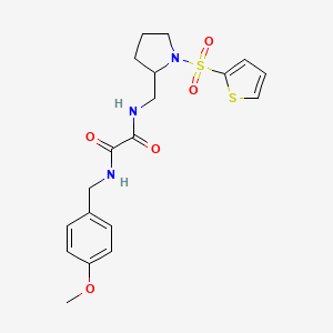 molecular formula C19H23N3O5S2 B2687923 N'-[(4-methoxyphenyl)methyl]-N-{[1-(thiophene-2-sulfonyl)pyrrolidin-2-yl]methyl}ethanediamide CAS No. 896279-24-6