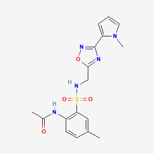 molecular formula C17H19N5O4S B2687964 N-(4-methyl-2-(N-((3-(1-methyl-1H-pyrrol-2-yl)-1,2,4-oxadiazol-5-yl)methyl)sulfamoyl)phenyl)acetamide CAS No. 1904412-08-3