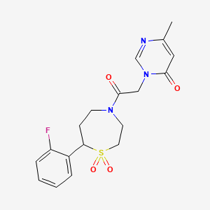 3-(2-(7-(2-fluorophenyl)-1,1-dioxido-1,4-thiazepan-4-yl)-2-oxoethyl)-6-methylpyrimidin-4(3H)-one
