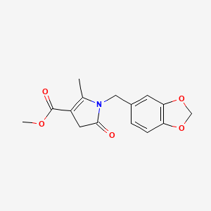 molecular formula C15H15NO5 B2687979 methyl 1-(1,3-benzodioxol-5-ylmethyl)-2-methyl-5-oxo-4,5-dihydro-1H-pyrrole-3-carboxylate CAS No. 477871-85-5