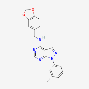 molecular formula C20H17N5O2 B2688025 N-[(2H-1,3-benzodioxol-5-yl)methyl]-1-(3-methylphenyl)-1H-pyrazolo[3,4-d]pyrimidin-4-amine CAS No. 393820-71-8