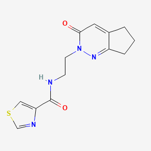 molecular formula C13H14N4O2S B2688040 N-(2-(3-oxo-3,5,6,7-tetrahydro-2H-cyclopenta[c]pyridazin-2-yl)ethyl)thiazole-4-carboxamide CAS No. 2097859-46-4