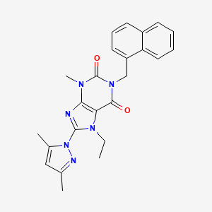 molecular formula C24H24N6O2 B2688043 8-(3,5-dimethyl-1H-pyrazol-1-yl)-7-ethyl-3-methyl-1-(naphthalen-1-ylmethyl)-1H-purine-2,6(3H,7H)-dione CAS No. 1013876-31-7
