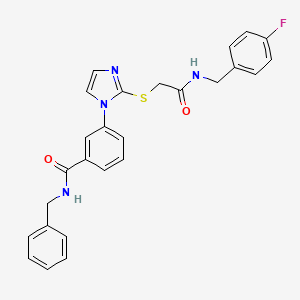 molecular formula C26H23FN4O2S B2688051 N-benzyl-3-{2-[({[(4-fluorophenyl)methyl]carbamoyl}methyl)sulfanyl]-1H-imidazol-1-yl}benzamide CAS No. 1115439-90-1