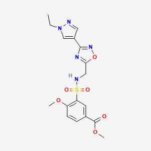 molecular formula C17H19N5O6S B2688120 methyl 3-({[3-(1-ethyl-1H-pyrazol-4-yl)-1,2,4-oxadiazol-5-yl]methyl}sulfamoyl)-4-methoxybenzoate CAS No. 2034305-48-9