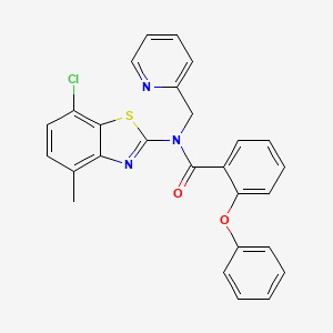 molecular formula C27H20ClN3O2S B2688122 N-(7-chloro-4-methyl-1,3-benzothiazol-2-yl)-2-phenoxy-N-[(pyridin-2-yl)methyl]benzamide CAS No. 922912-41-2
