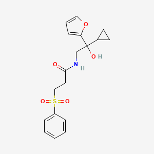 molecular formula C18H21NO5S B2688144 3-(benzenesulfonyl)-N-[2-cyclopropyl-2-(furan-2-yl)-2-hydroxyethyl]propanamide CAS No. 1396708-03-4