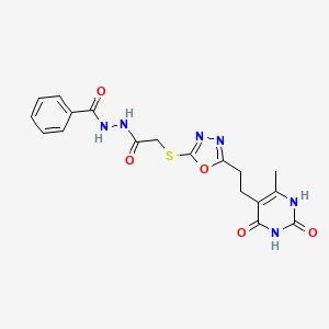 N'-(2-((5-(2-(6-methyl-2,4-dioxo-1,2,3,4-tetrahydropyrimidin-5-yl)ethyl)-1,3,4-oxadiazol-2-yl)thio)acetyl)benzohydrazide