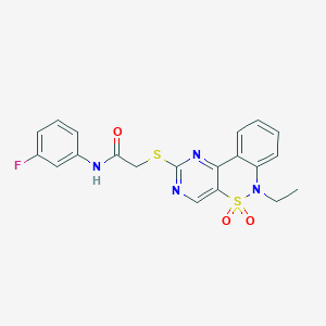 2-((6-ethyl-5,5-dioxido-6H-benzo[c]pyrimido[4,5-e][1,2]thiazin-2-yl)thio)-N-(3-fluorophenyl)acetamide