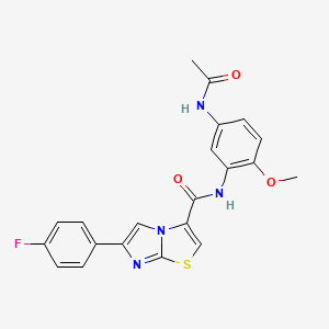 molecular formula C21H17FN4O3S B2688159 N-(5-acetamido-2-methoxyphenyl)-6-(4-fluorophenyl)imidazo[2,1-b][1,3]thiazole-3-carboxamide CAS No. 1049419-82-0