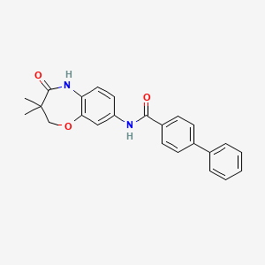molecular formula C24H22N2O3 B2688164 N-(3,3-dimethyl-4-oxo-2,3,4,5-tetrahydro-1,5-benzoxazepin-8-yl)-[1,1'-biphenyl]-4-carboxamide CAS No. 921811-04-3