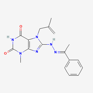 3-methyl-7-(2-methylprop-2-enyl)-8-[(2E)-2-(1-phenylethylidene)hydrazinyl]purine-2,6-dione