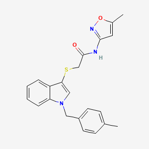 molecular formula C22H21N3O2S B2688229 2-((1-(4-methylbenzyl)-1H-indol-3-yl)thio)-N-(5-methylisoxazol-3-yl)acetamide CAS No. 681276-88-0