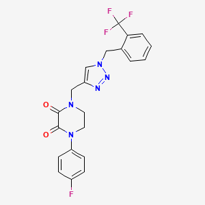 1-(4-fluorophenyl)-4-[(1-{[2-(trifluoromethyl)phenyl]methyl}-1H-1,2,3-triazol-4-yl)methyl]-1,2,3,4-tetrahydropyrazine-2,3-dione