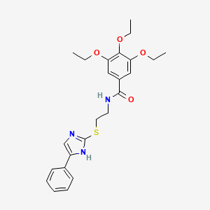 molecular formula C24H29N3O4S B2688267 3,4,5-triethoxy-N-(2-((5-phenyl-1H-imidazol-2-yl)thio)ethyl)benzamide CAS No. 897455-94-6