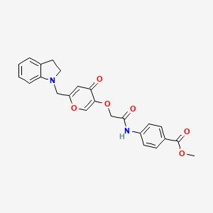 molecular formula C24H22N2O6 B2688270 methyl 4-(2-((6-(indolin-1-ylmethyl)-4-oxo-4H-pyran-3-yl)oxy)acetamido)benzoate CAS No. 898441-02-6