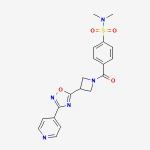 molecular formula C19H19N5O4S B2688289 N,N-dimethyl-4-(3-(3-(pyridin-4-yl)-1,2,4-oxadiazol-5-yl)azetidine-1-carbonyl)benzenesulfonamide CAS No. 1251558-67-4