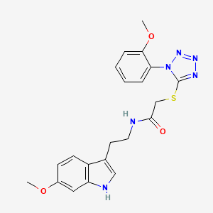 molecular formula C21H22N6O3S B2688300 N-[2-(6-methoxy-1H-indol-3-yl)ethyl]-2-{[1-(2-methoxyphenyl)-1H-1,2,3,4-tetrazol-5-yl]sulfanyl}acetamide CAS No. 879565-35-2