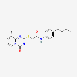 molecular formula C20H22N4O2S B2688313 N-(4-butylphenyl)-2-({9-methyl-4-oxo-4H-pyrido[1,2-a][1,3,5]triazin-2-yl}sulfanyl)acetamide CAS No. 896339-84-7