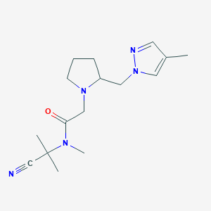 molecular formula C16H25N5O B2688328 N-(1-cyano-1-methylethyl)-N-methyl-2-{2-[(4-methyl-1H-pyrazol-1-yl)methyl]pyrrolidin-1-yl}acetamide CAS No. 1376003-17-6