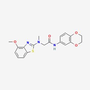 molecular formula C19H19N3O4S B2688392 N-(2,3-dihydro-1,4-benzodioxin-6-yl)-2-[(4-methoxy-1,3-benzothiazol-2-yl)(methyl)amino]acetamide CAS No. 1351644-76-2