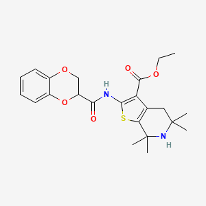 B2688413 Ethyl 2-(2,3-dihydro-1,4-benzodioxine-3-carbonylamino)-5,5,7,7-tetramethyl-4,6-dihydrothieno[2,3-c]pyridine-3-carboxylate CAS No. 864860-38-8