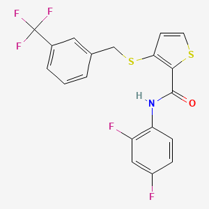 molecular formula C19H12F5NOS2 B2688416 N-(2,4-difluorophenyl)-3-({[3-(trifluoromethyl)phenyl]methyl}sulfanyl)thiophene-2-carboxamide CAS No. 250714-47-7