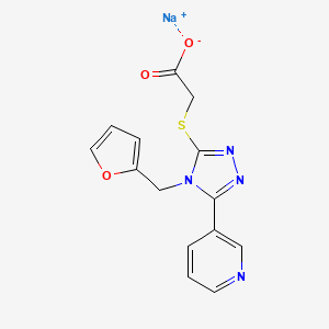 molecular formula C14H11N4NaO3S B2688427 sodium 2-{[4-(furan-2-ylmethyl)-5-(pyridin-3-yl)-4H-1,2,4-triazol-3-yl]sulfanyl}acetate CAS No. 1803599-53-2