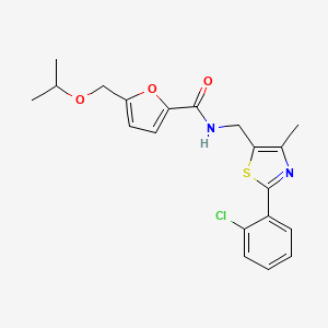molecular formula C20H21ClN2O3S B2688458 N-((2-(2-chlorophenyl)-4-methylthiazol-5-yl)methyl)-5-(isopropoxymethyl)furan-2-carboxamide CAS No. 2034242-15-2