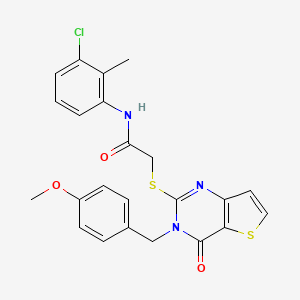 molecular formula C23H20ClN3O3S2 B2688459 N-(3-chloro-2-methylphenyl)-2-({3-[(4-methoxyphenyl)methyl]-4-oxo-3H,4H-thieno[3,2-d]pyrimidin-2-yl}sulfanyl)acetamide CAS No. 1252902-78-5